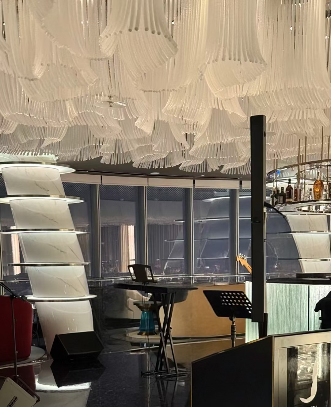 Custom Artistic Ceiling Chandelier | Luxury Hotel Lounge Lighting